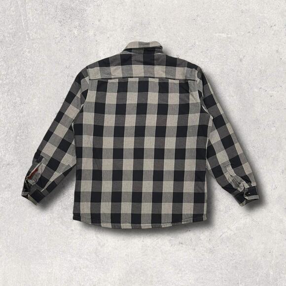 ★ L.L. Bean (Black & Gray) Plaid Button Down Flannel Shacket ★ - Picture 3 of 7